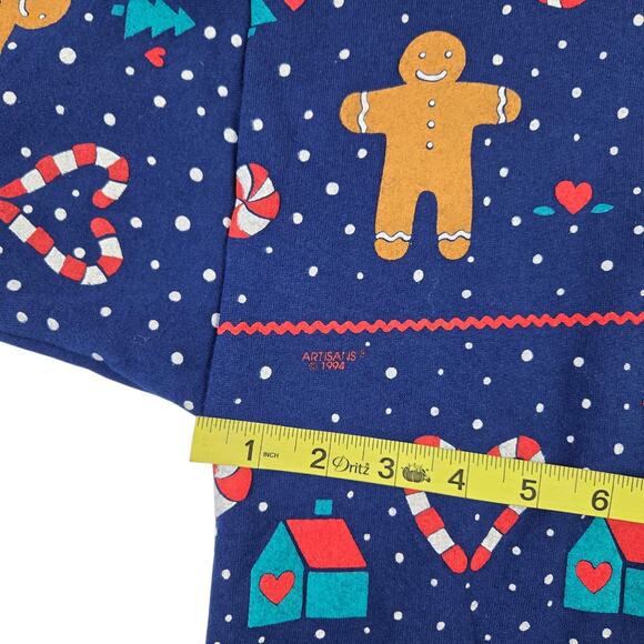 Vintage Christmas Sweaters Artisans Designs Size Large XL Gingerbread Candy Cane - Picture 5 of 6